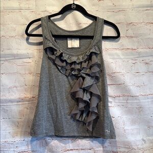 Abercrombie and Fitch Y2K Gray Ruffled Women's tank layering Top grey Large